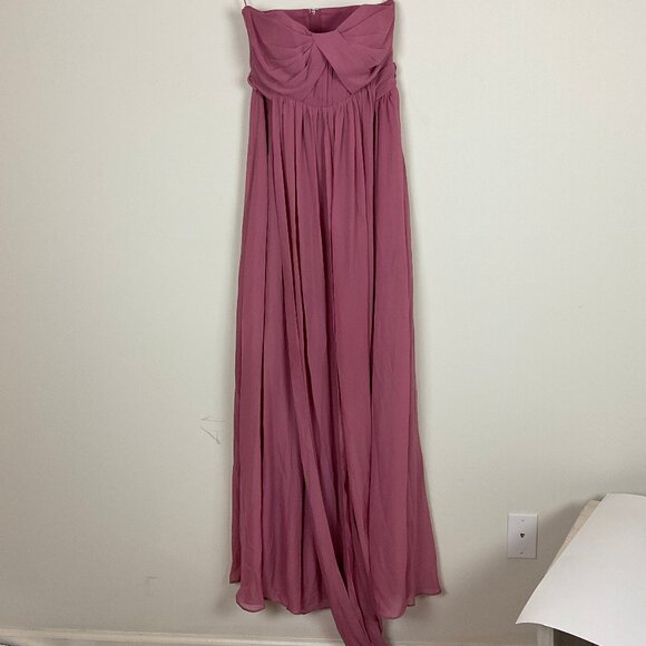 Birdy Grey Mauve Chiffon Strapless Maxi Dress Small - Picture 1 of 2